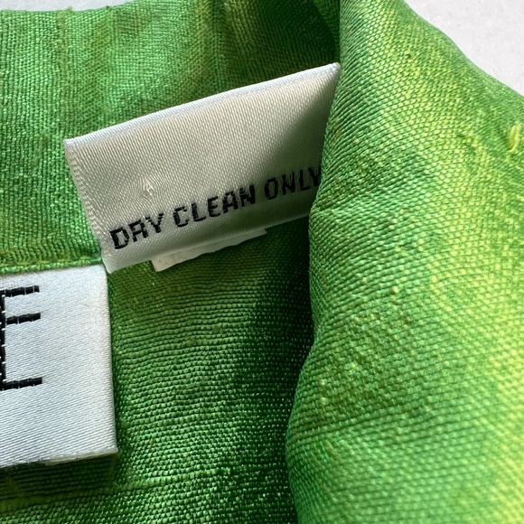 VINTAGE 90s Anage 100% Silk Women Jacket Blazer Embroider Green Christmas SMALL - Picture 11 of 16